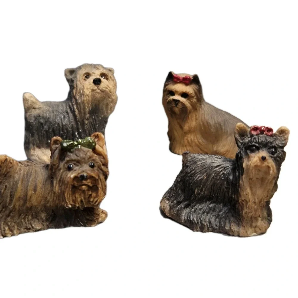 Vintage Hand Painted Yorkie Resin Figurines 1.5